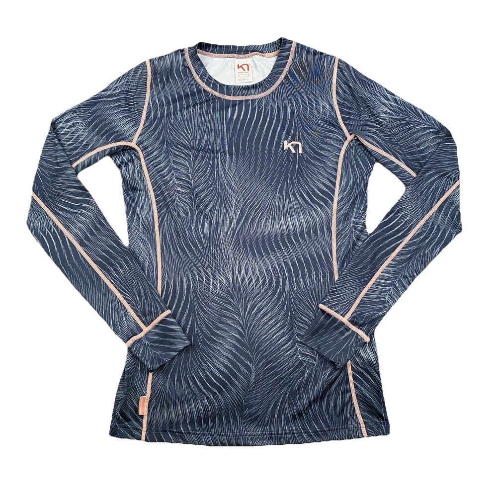 Kari Traa Fryd Base Layer Shirt Womens S Blue Geometric Performance Outdoor